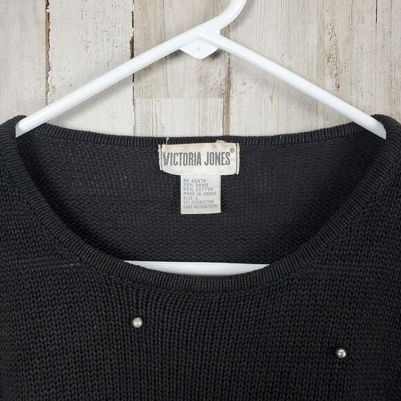 Vintage Victoria Jones Bead Embellished Sweater Black Size Large - Picture 11 of 12